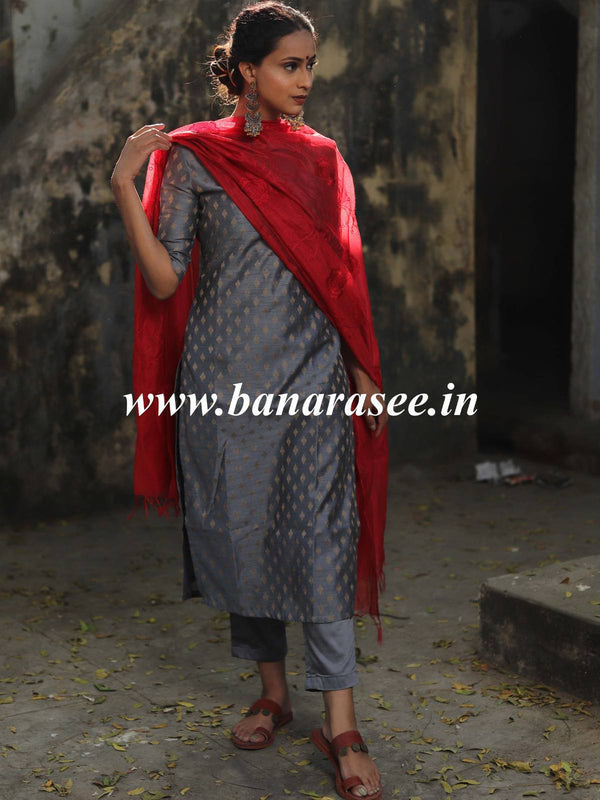 Grey Cotton Un-Stitched Suit Set With Multicolor Printed Dupatta | Mumtaz  Arts-11007 | Cilory.com